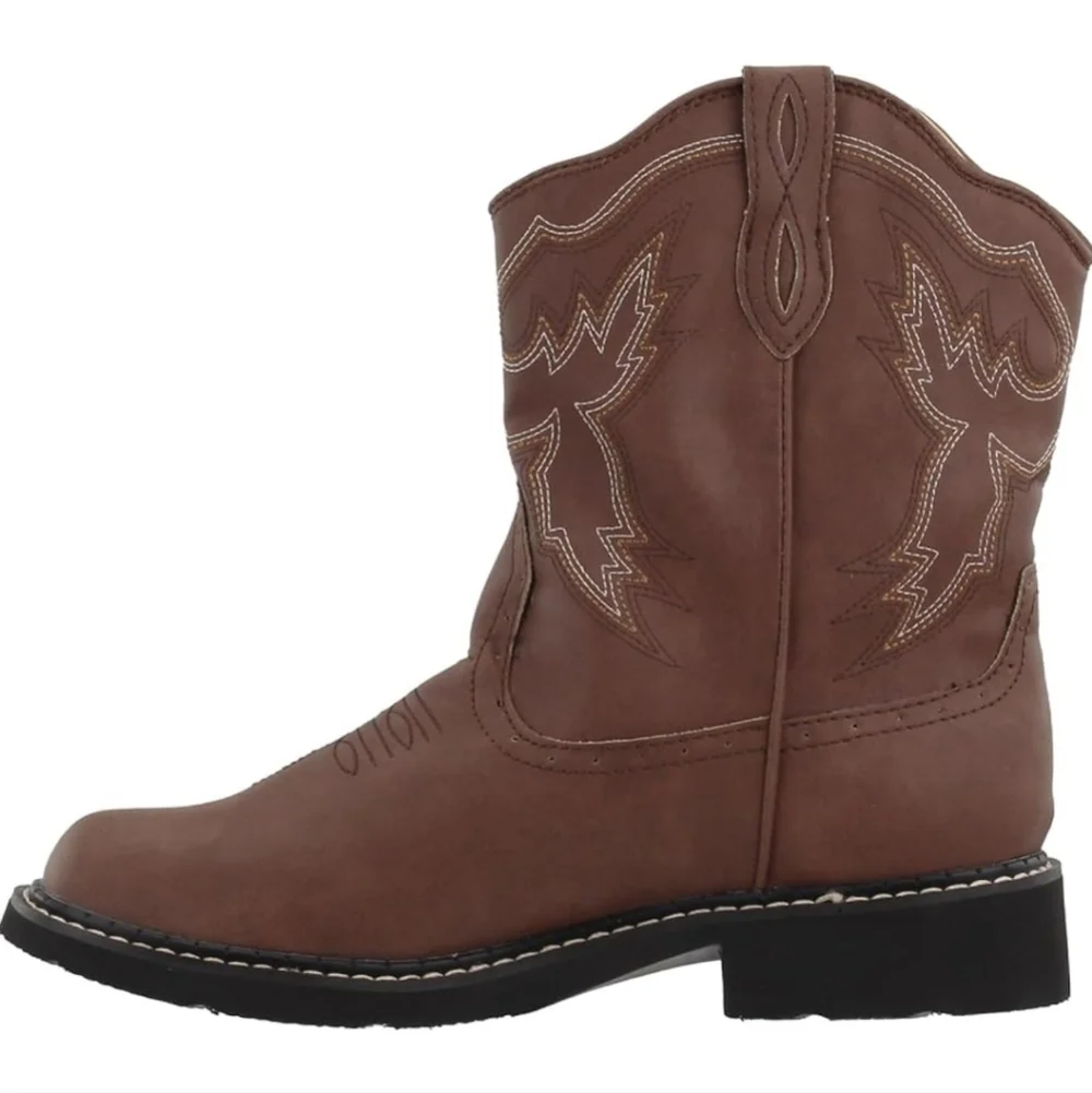 ROPER Chunk Rider Embroidery Round Toe Casual Boots Ankle Low Heel 1-2